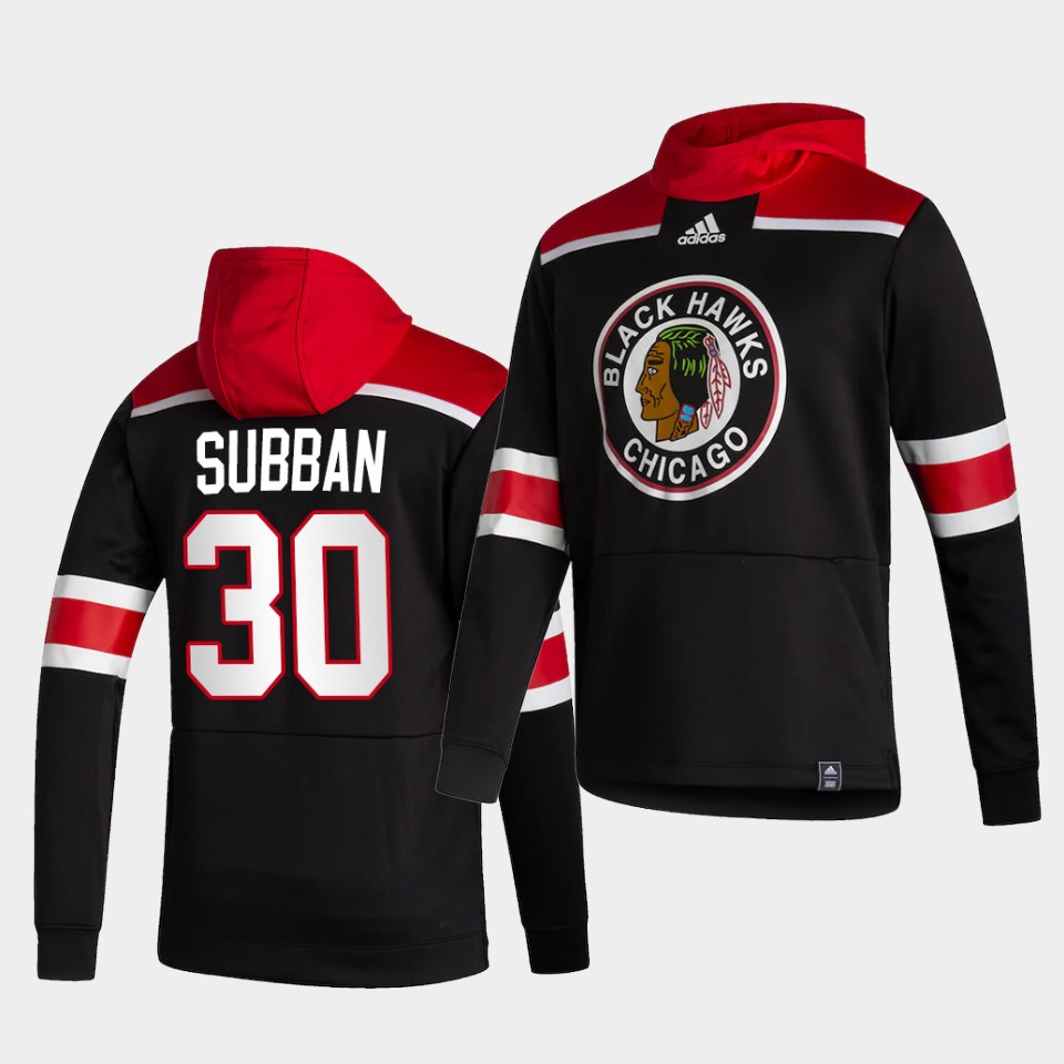 Men Chicago Blackhawks #30 Subban Black NHL 2021 Adidas Pullover Hoodie Jersey